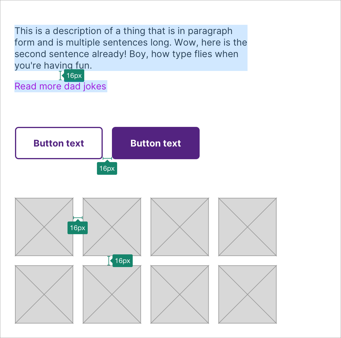 Example of 16px spacing